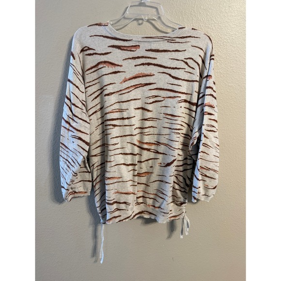 Democracy Womens Tiger Print Long Sleeve Knit Sweater Top XL - Picture 4 of 4